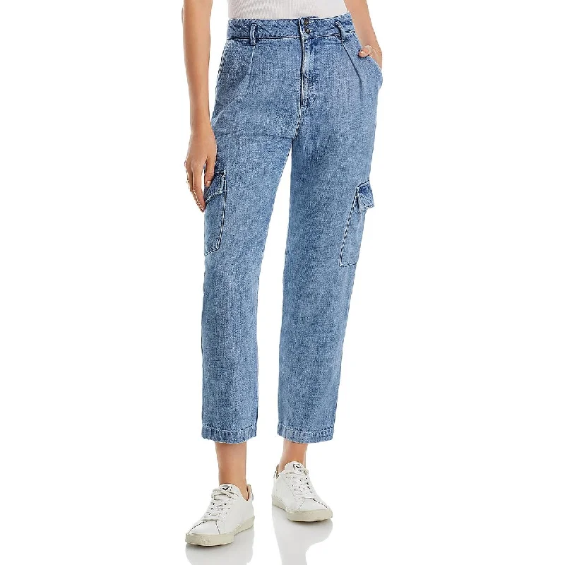 Bella Dahl Womens High Rise Ankle Cargo Jeans Elegant High-Waisted Flared Jeans