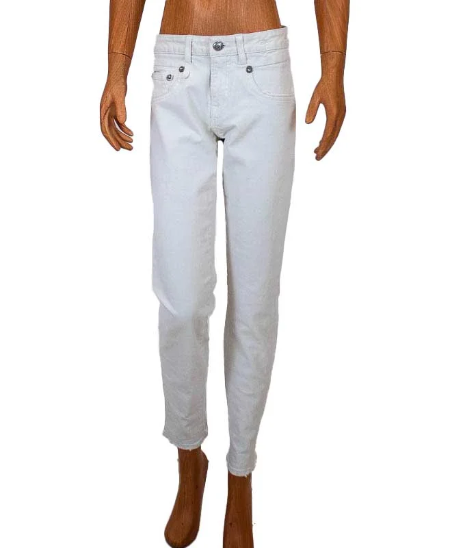 "Boy Skinny" Jeans in "White Riot" Color Chic Ripped Jeans