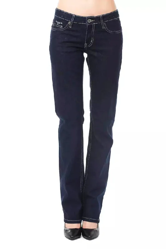 Blue Cotton Women Jeans Comfortable Full-Length Denim Jeans