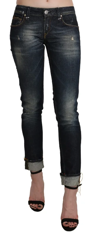 Acht Chic Dark Blue Skinny Cropped Jeans Chic Cropped Jeans