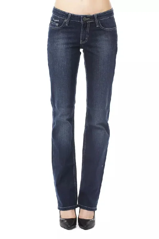 Blue Cotton Women Jeans Elegant Skinny Leg Jeans