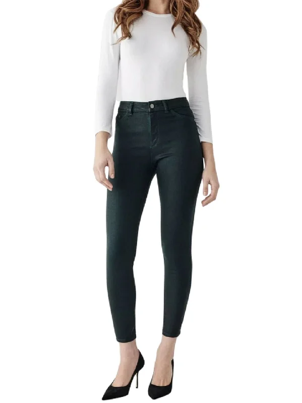 DL1961 Women's Deep Green Farrow Ankle High Rise Instasculpt Skinny Jeans NWT Comfortable Low-Rise Jeans