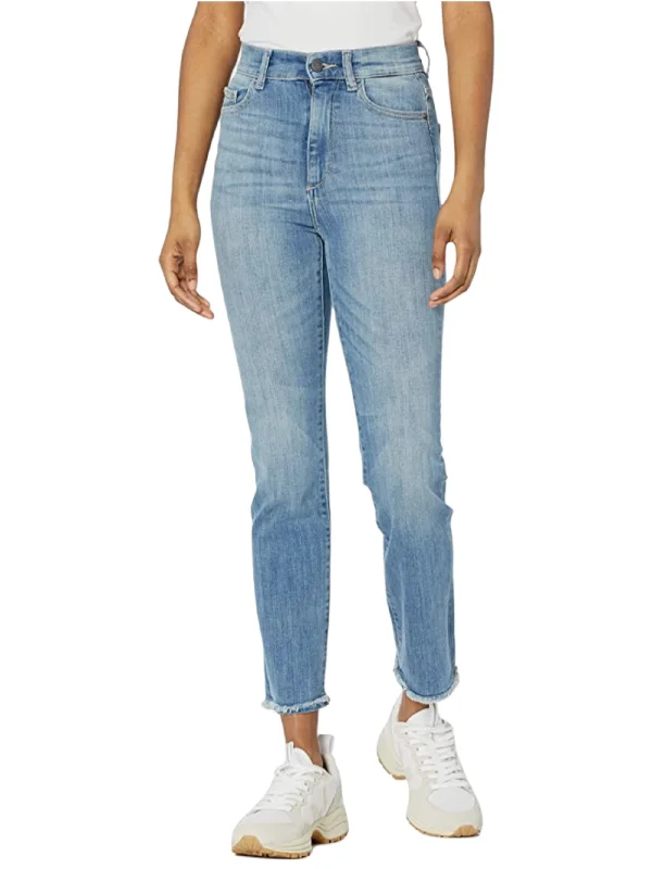 DL1961 Women's Newcastle Mara Ankle High Rise Instasculpt Straight Jeans NWT Fashionable Button-Front Jeans