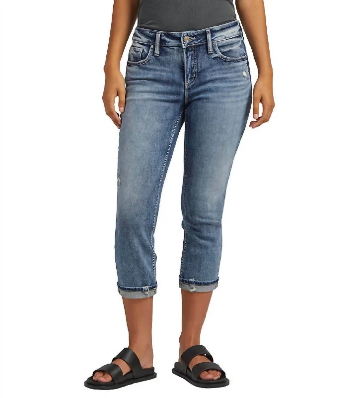 Elyse Mid Rise Capri Jean In Indigo Stylish Plus Size Denim Jeans