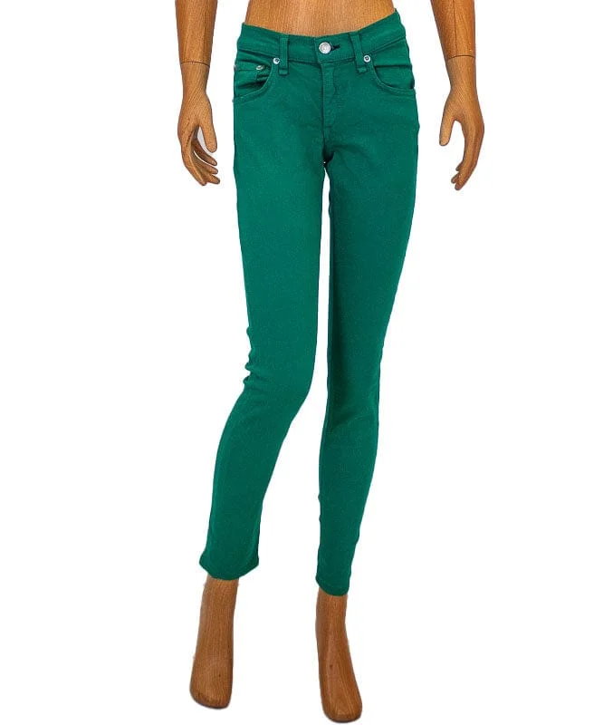 Green Skinny Jeans Comfortable Zip-Up Skinny Jeans