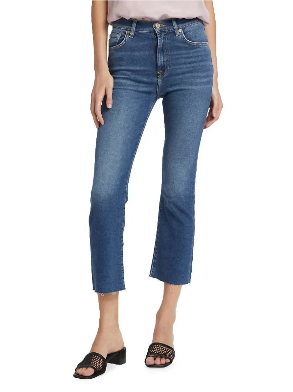 High-Waisted Slim Kick Jeans In Blue Print Stylish Relaxed Fit Skinny Jeans