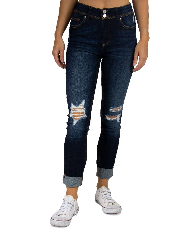 Juniors' Destructed High-Rise Skinny Jeans Stylish Bootcut Denim Jeans