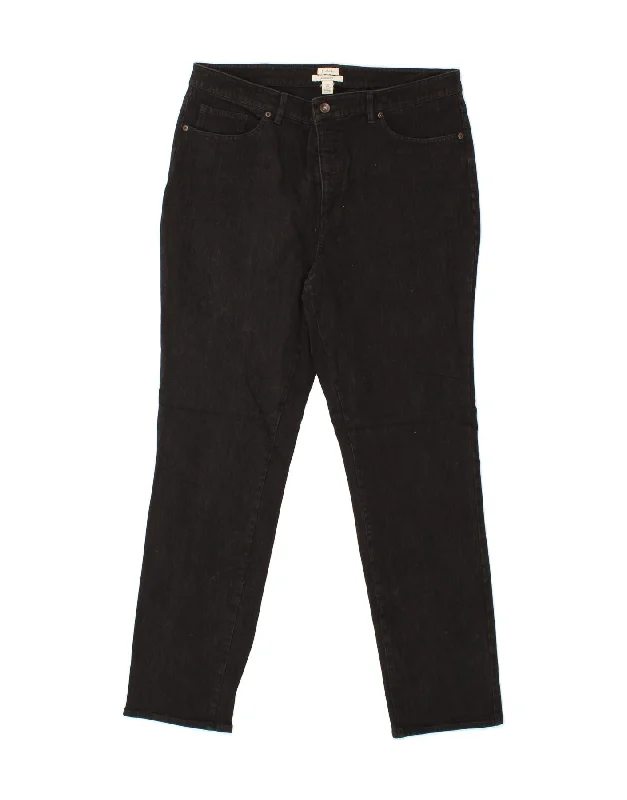 L.L.BEAN Womens Classic Fit Slim Jeans US 18 2XL W38 L31 Black Cotton Stylish High-Waisted Denim