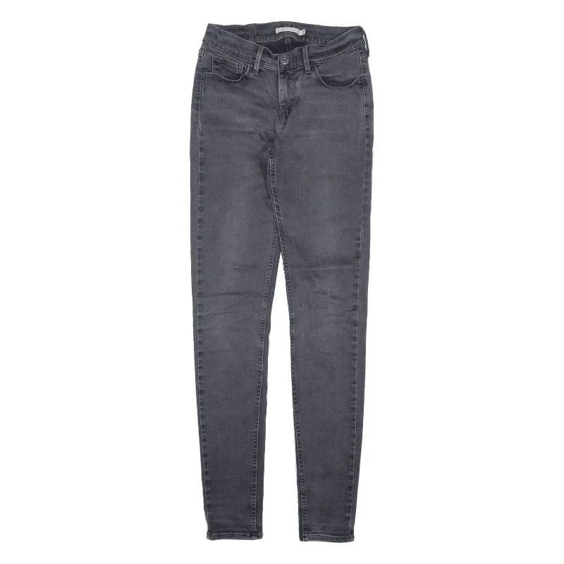 LEVI'S 710 Jeans Grey Denim Slim Straight Womens W24 L32 Elegant High-Waisted Flared Jeans