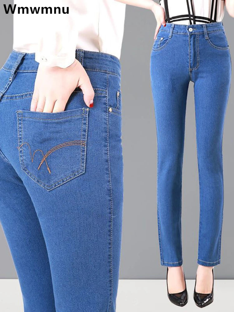 Oversize 36 Spring Summer Mom Jeans Vintage High Waist Women Denim Pants Comfortable Ankle Jeans