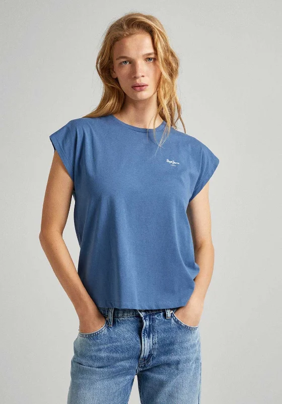 Pepe Jeans Lory T-Shirt, Sea Blue Stylish High-Rise Mom Jeans