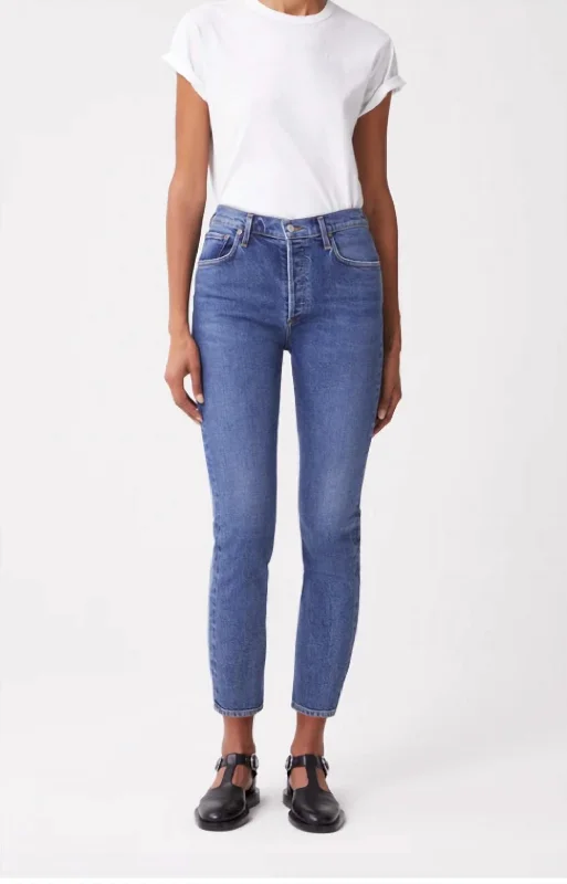 Riley High Rise Straight Crop Jean In Transfer Trendy Wide-Leg High-Waist Denim