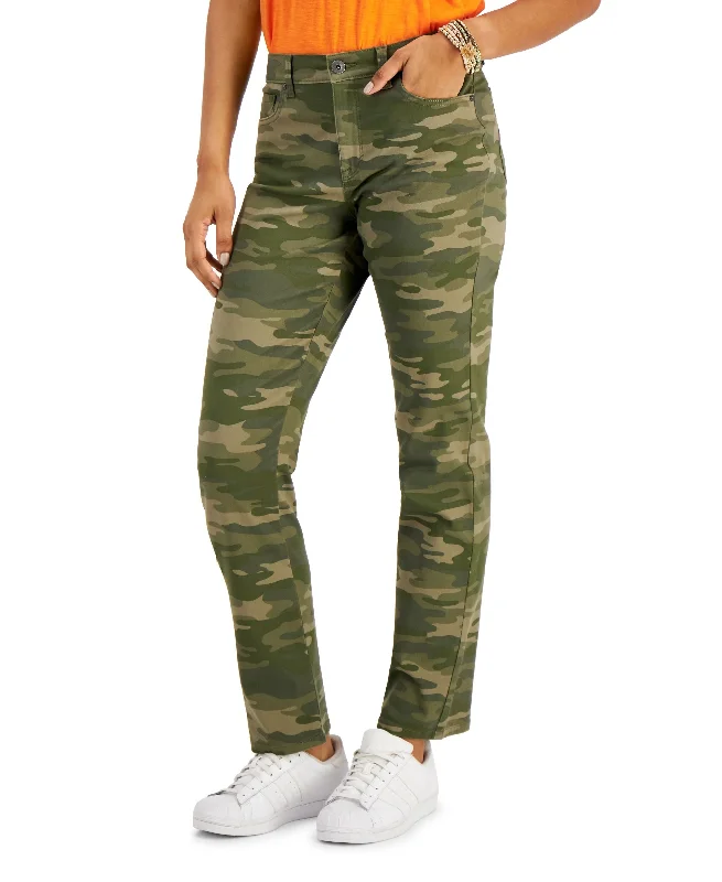 Style & Co Camo Print Straight Leg Jeans Cozy Relaxed Fit Jeans