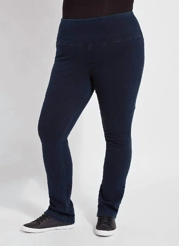 Women's Denim Straight Leg Jeans In Indigo Fashionable Raw Hemmed Jeans