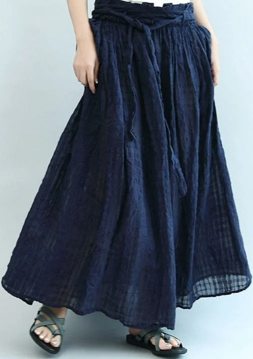 2024 navy linen maxi skirts oversize elastic waist summer skirts vintage skirt charm