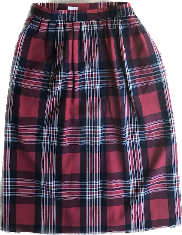 80s Pendleton Red Plaid Pencil Skirt   S(w26) spandex blend skirt