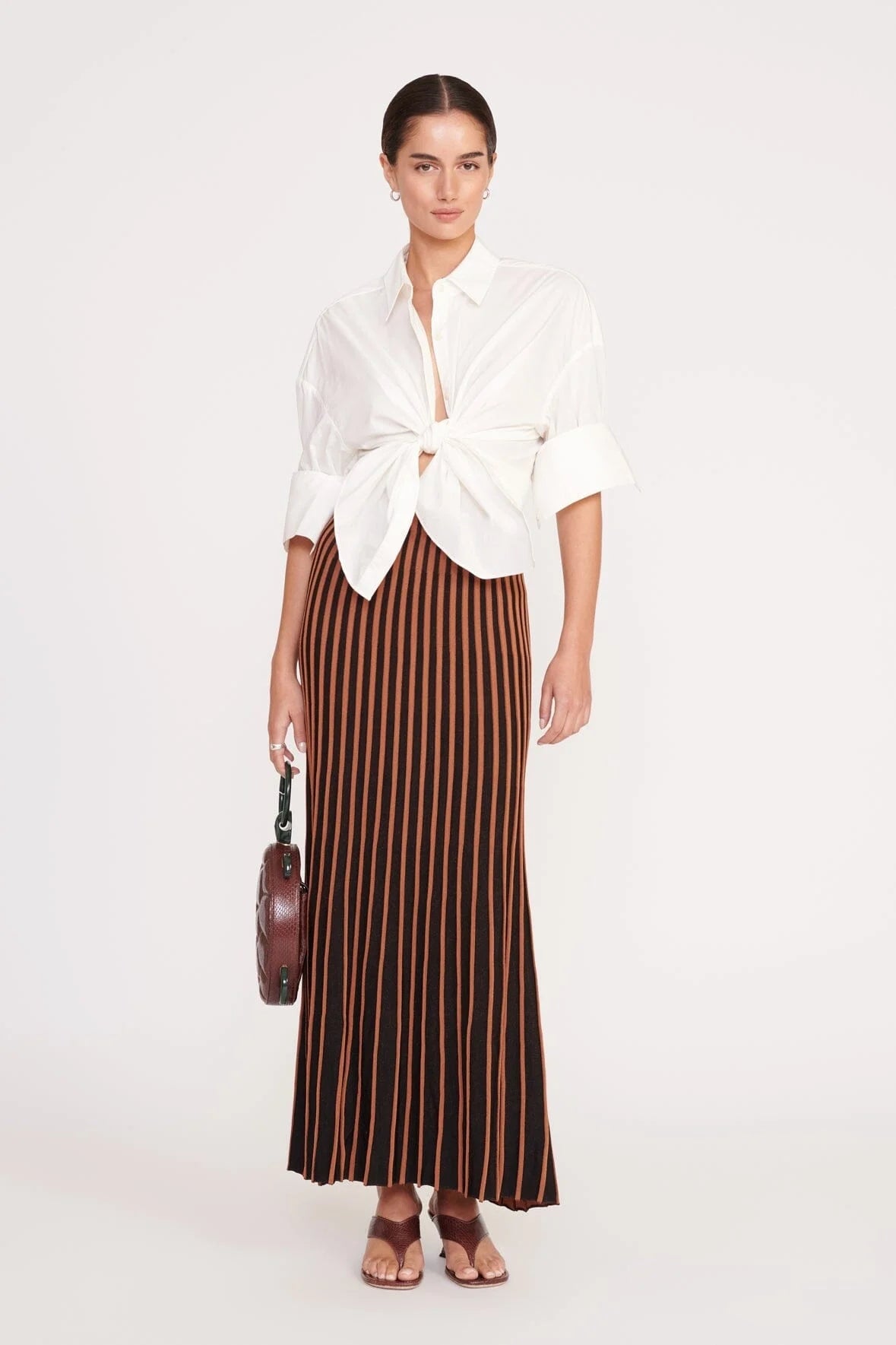 Aleida Skirt ~ Tan / Black linen skirt relaxed