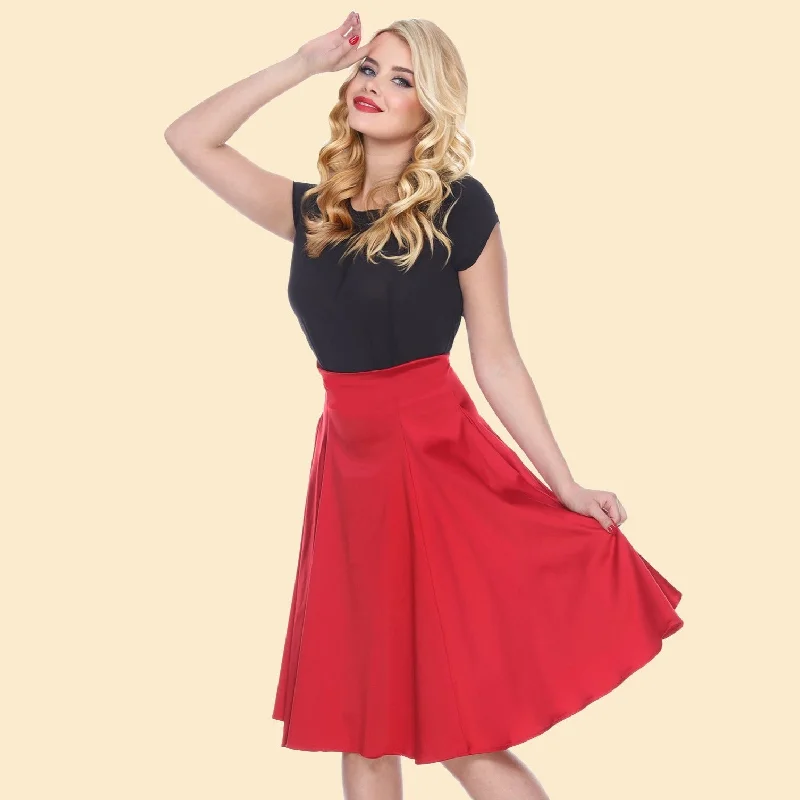 Annette Swing Skirt in Red linen skirt breathable