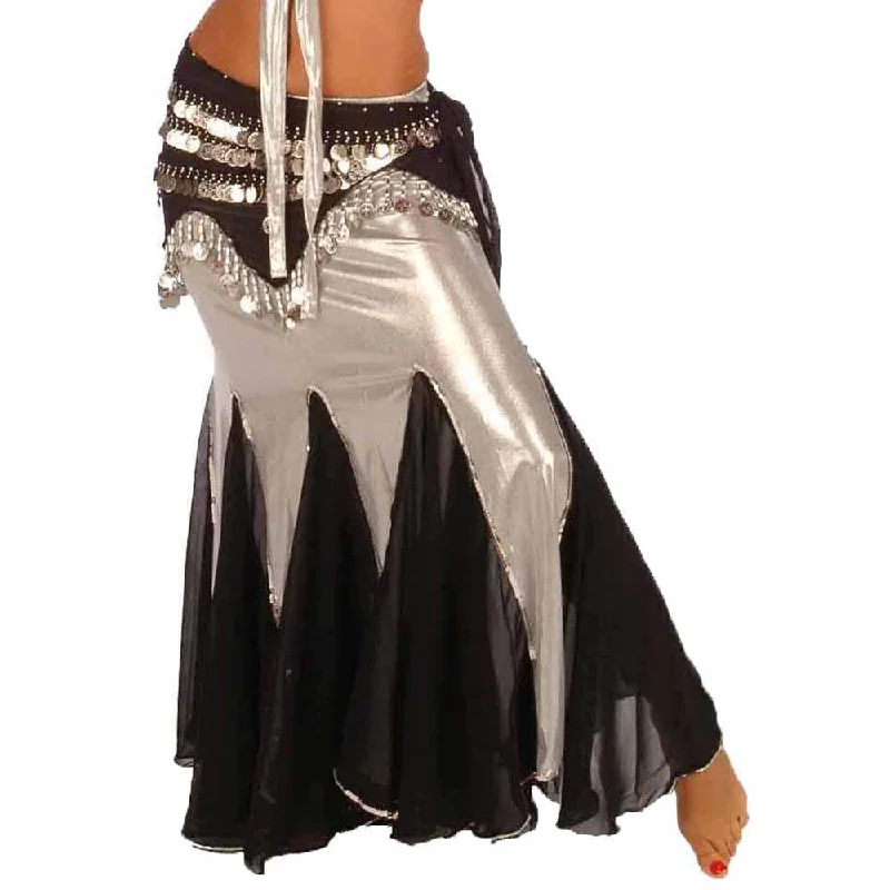 Belly Dance Glossy Lycra Mermaid Skirt button skirt front