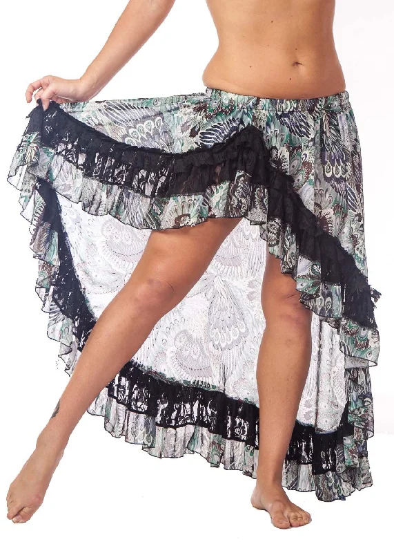 Belly Dance Patterned and Lace Skirt | PAISLEY RAYS chiffon skirt floaty