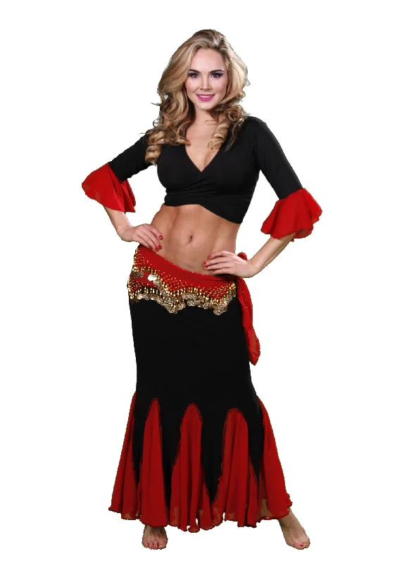 Belly Dance Skirt, Top, & Hip Scarf Costume Set | ESMA TOURE denim skirt trendy