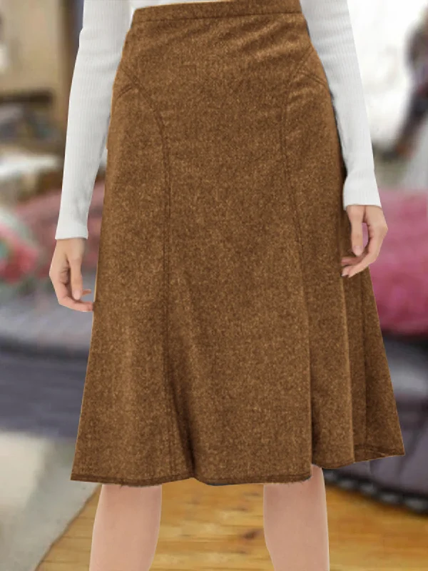 Casual Solid Color Commuter Split Women'S Half-Length Umbrella Skirt corduroy skirt textured