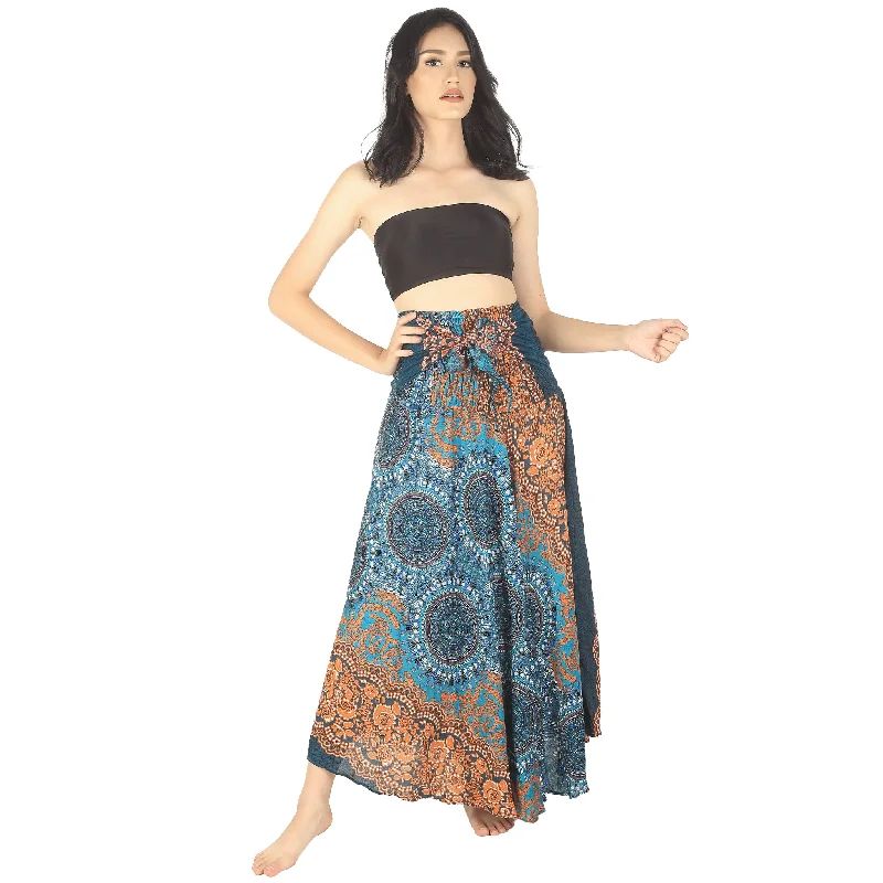 Clock Nut Women's Bohemian Skirt in Ocean Blue SK0033 020067 05 high slit skirt