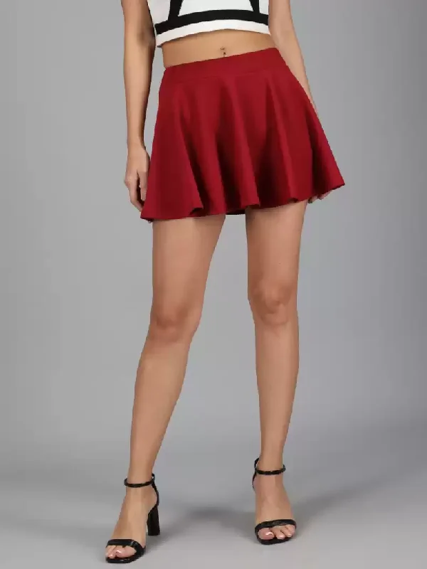 TANDUL  Women Solid Flared Maroon Skirt chiffon skirt flowing