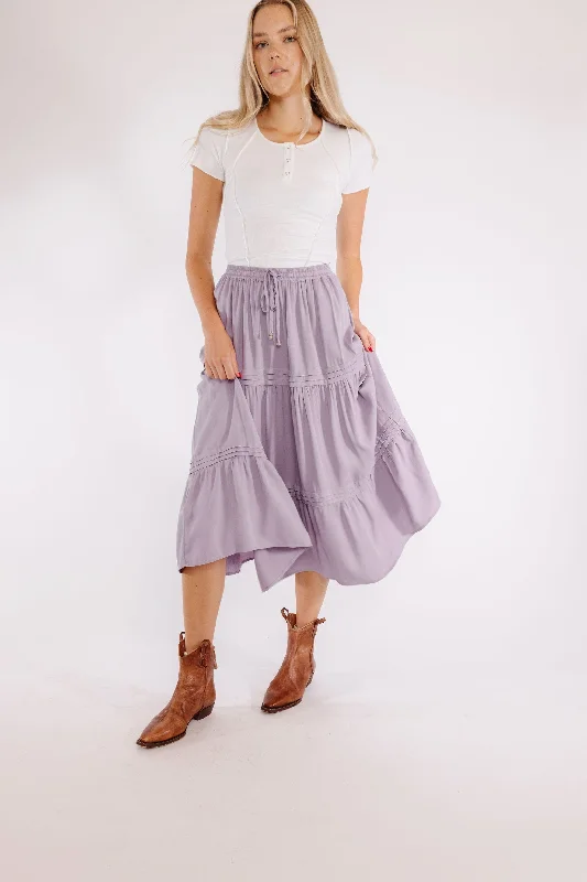 Easy Breezy Skirt in Lavender flowy skirt hem