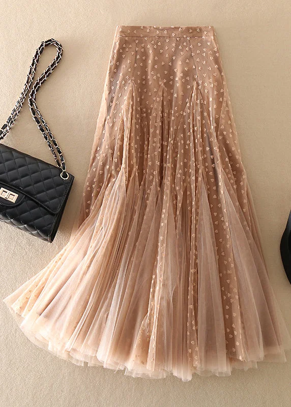 Fashion Meat Pink Zip Up Patchwork Tulle Skirt Spring wool skirt warm