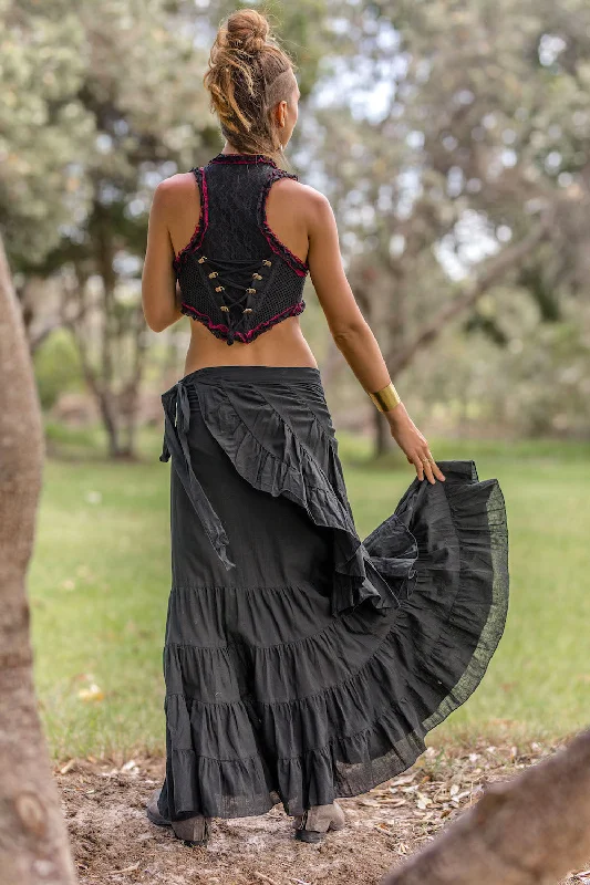 FLAMENCO URBAN GYPSY SKIRT BLACK low waist skirt