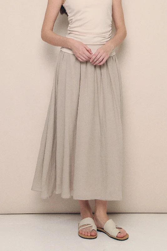 Hathaway Airy Maxi Skirt Taupe velvet skirt luxury