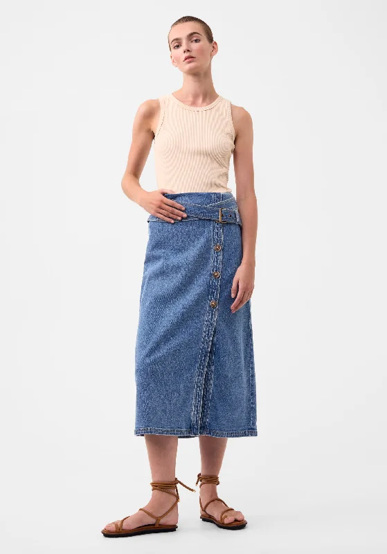 Hunter Denim Skirt_Blue leather skirt bold