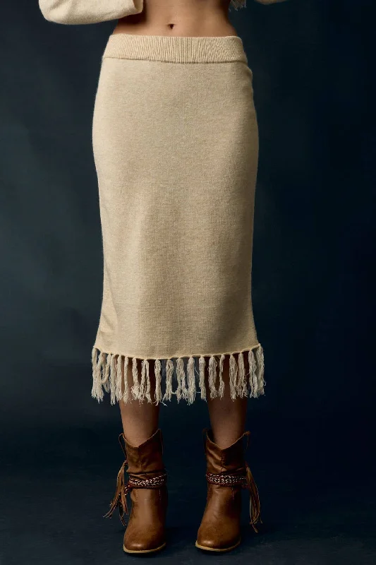 Tassel Trim Sweater Skirt lace skirt intricate