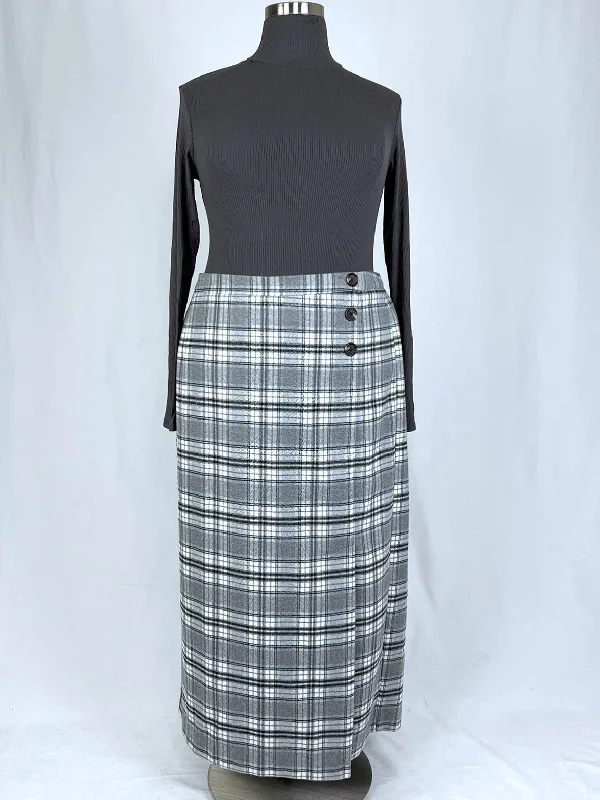 Jessica London Size 22W Gray & White Plaid Skirt NWOT boho skirt vibe