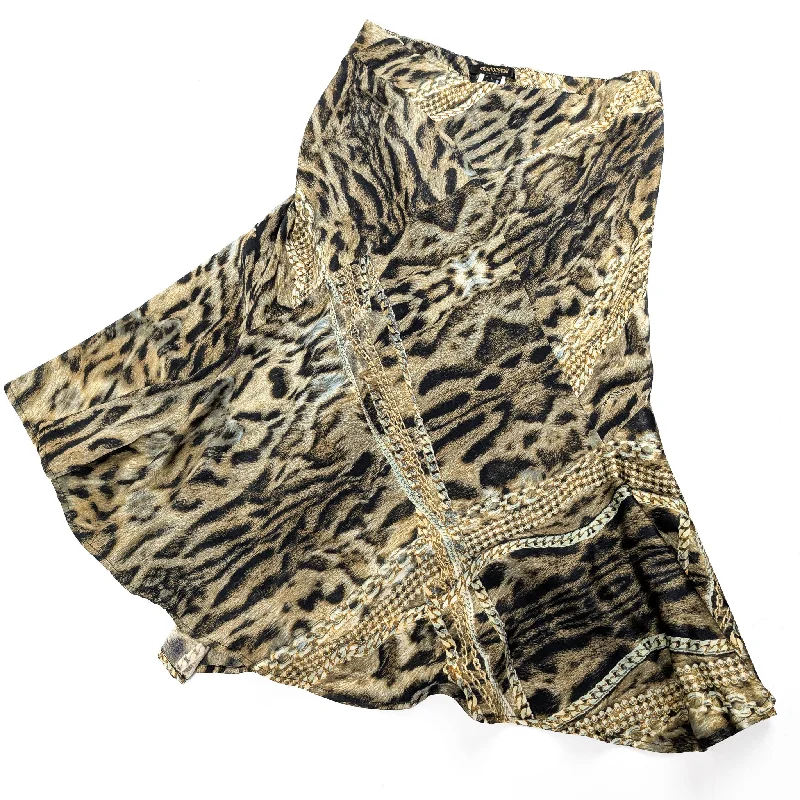 Roberto Cavalli Animal Print Silk Skirt - L silk skirt sleek