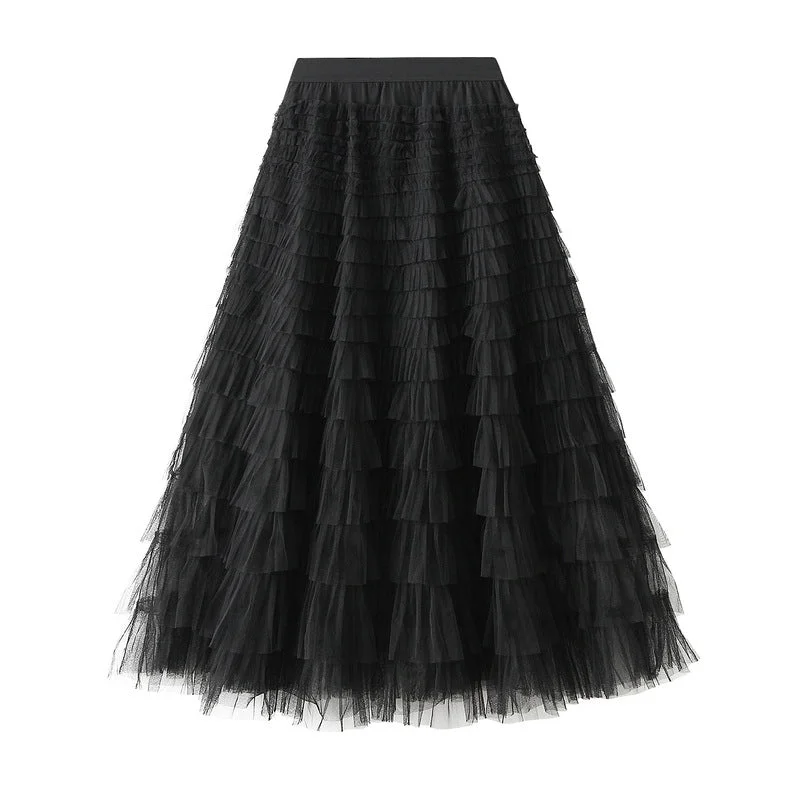 Mesh Layered Cake Skirt velvet skirt luxury