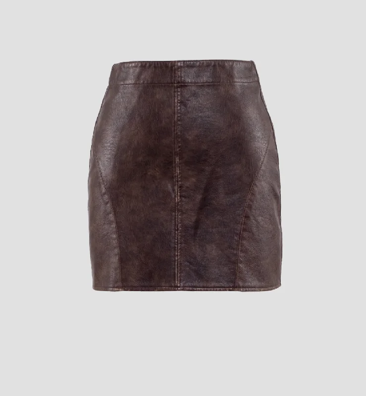 Mini Leather Skirt Dark Brown lace skirt elegant