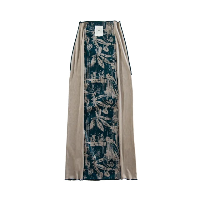 River long skirt / Greige【reversible】 patchwork skirt art