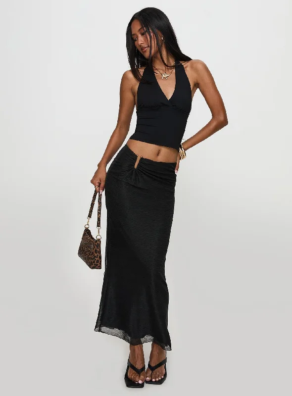 Satine Maxi Skirt Black corduroy skirt durable