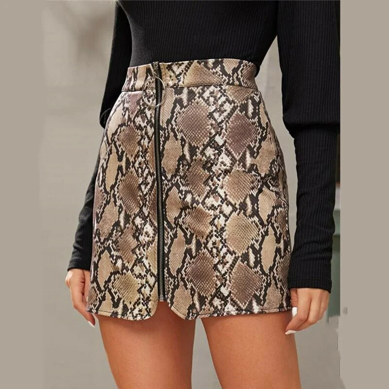 BerriesJam - Sexy Serpentine Zip Up High Waist Mini Skirts summer skirt style