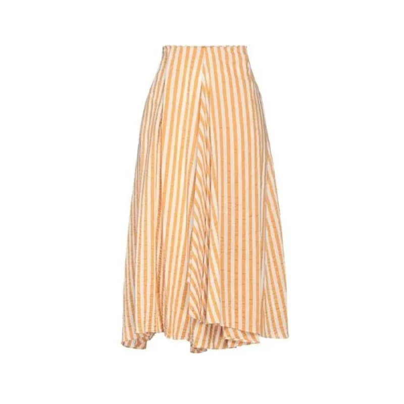 Skirt Stripe - White/Orange wool skirt warm