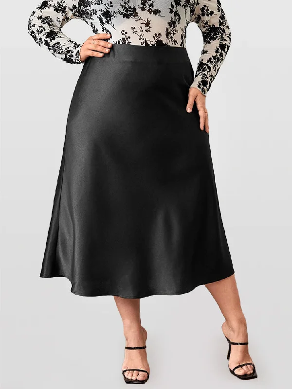 Solid Hem PU Leather Skirt lace skirt intricate