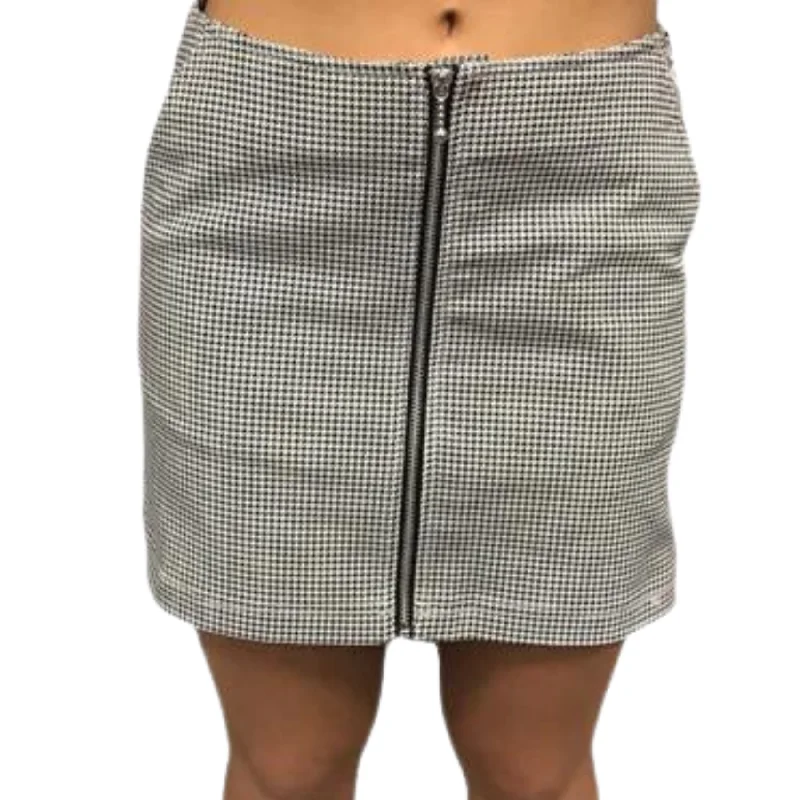 Straggler Mini Skirt - Houndstooth floral skirt print