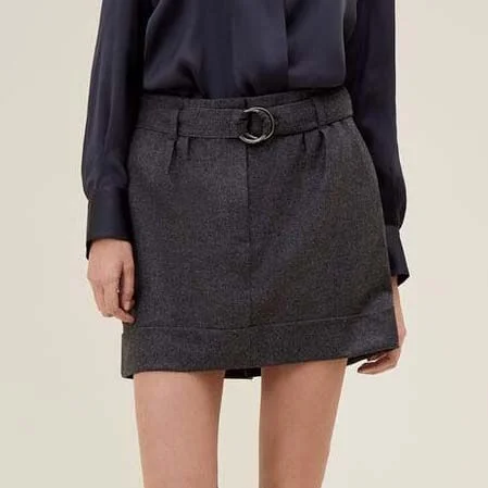 Women's High-Waist Wool Blend Skirt silk skirt sleek